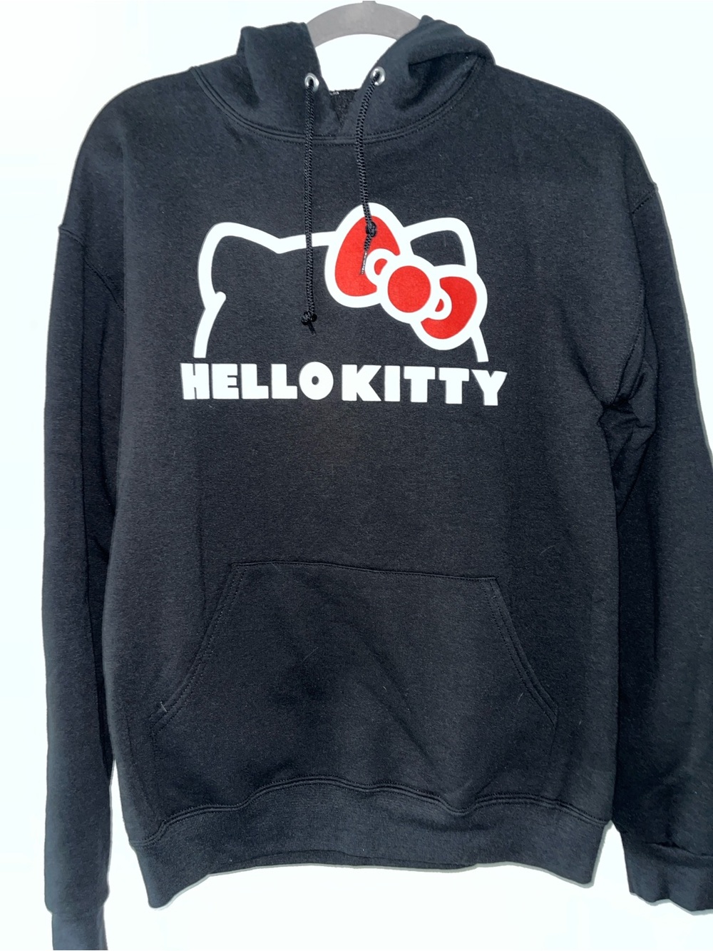 Hello Kitty Black Hoodie with White Logo and Red Bow